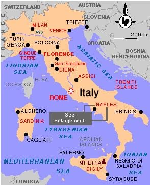 neaplju v italiji zemljevid