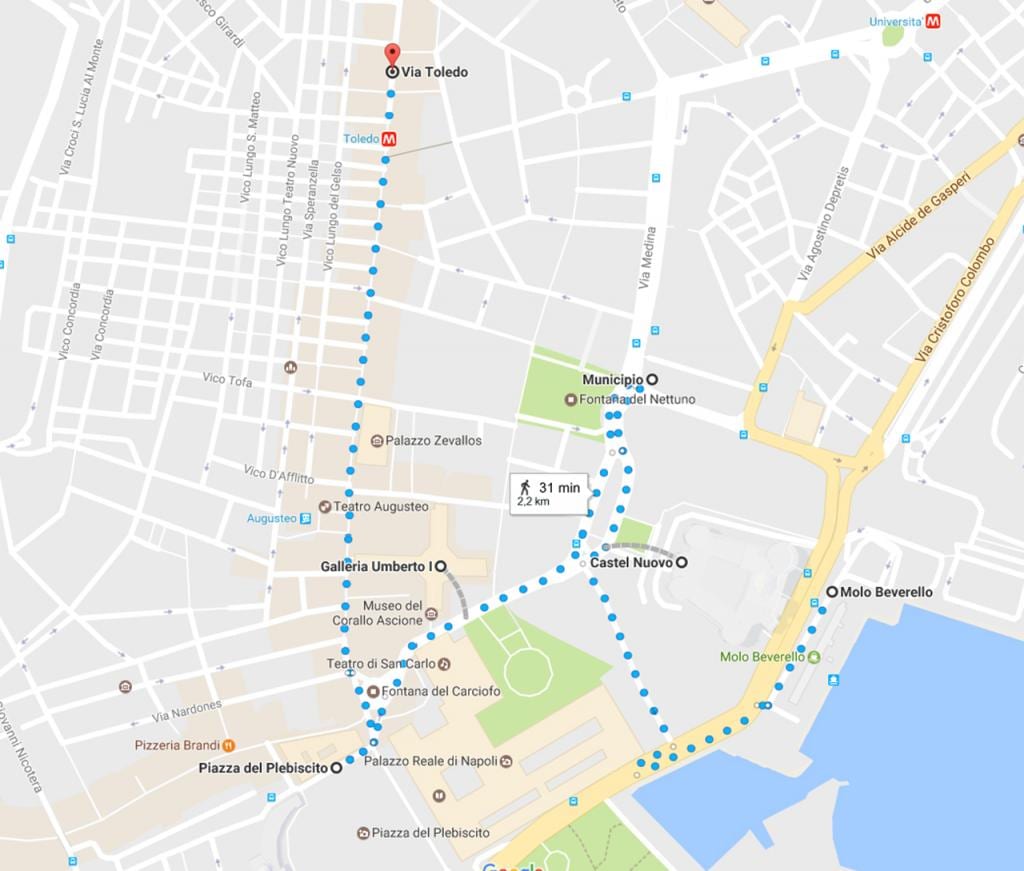 neapelj peš ogled zemljevida