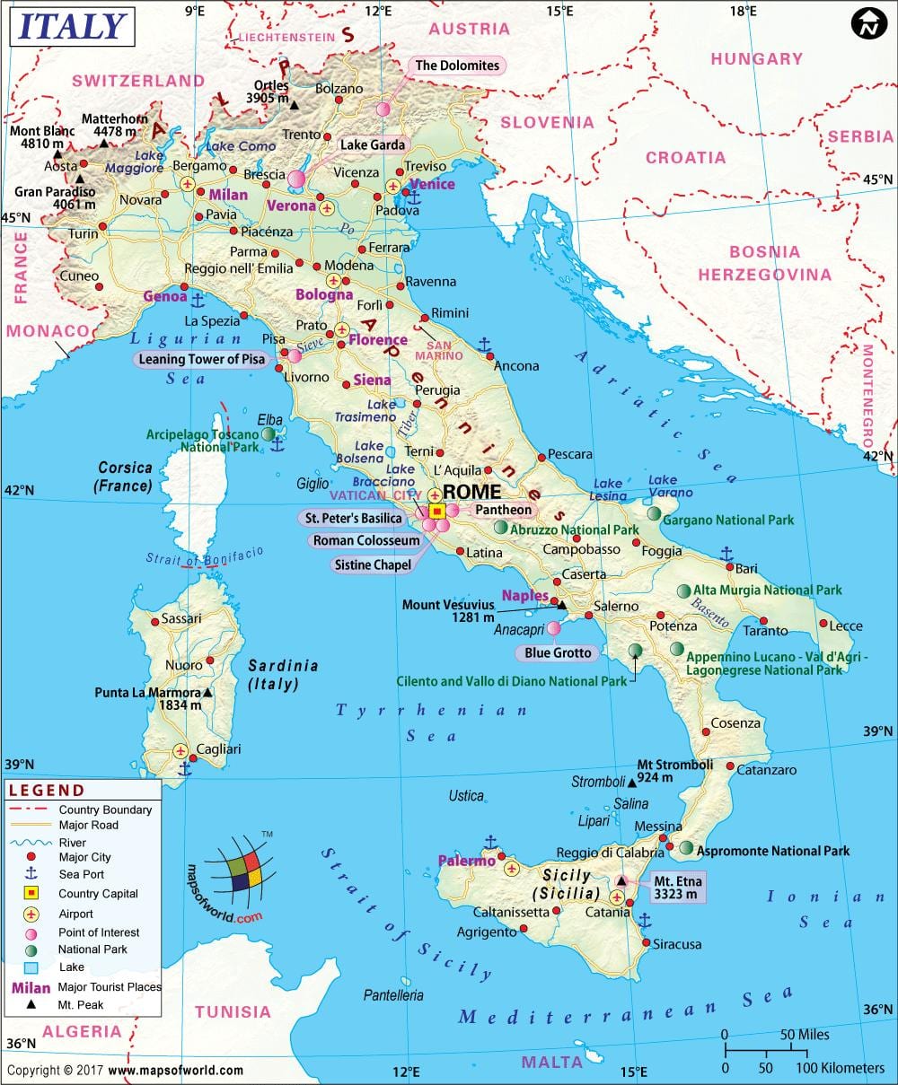 Zemljevid neaplju, italija okolici